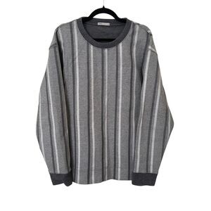 ONS CLOTHING Striped Side‎ Zip Crewneck Sweatshirt Large